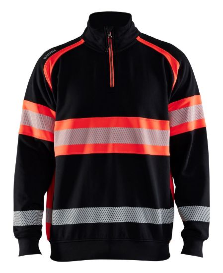 Afbeeldingen van BLÅKLÄDER Sweater 3553 zwart/High Vis rood XS