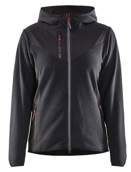 Afbeeldingen van BLÅKLÄDER Gebreid jack dames met softshell 5941 donkergrijs/zwart M