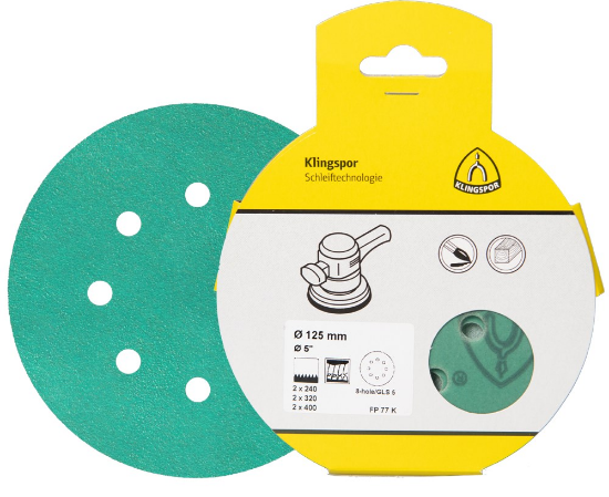 Afbeeldingen van Schuurschijvenset FP77K met actieve bekleding en klittenband 150MM stansvorm GLS74 in DIY verpakking