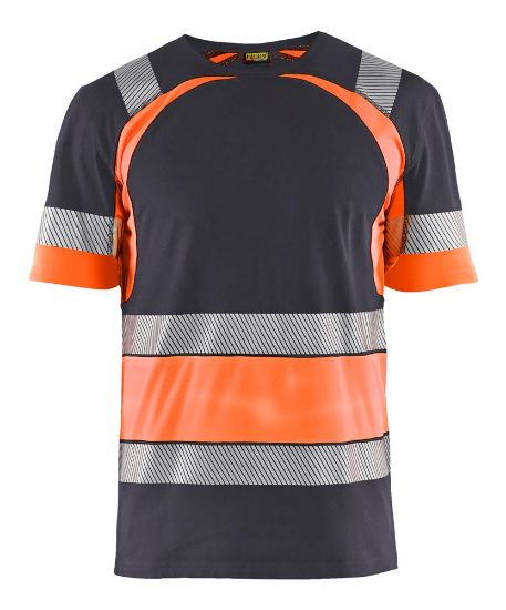 Afbeeldingen van BLÅKLÄDER T-shirt 3421 medium grijs/High Vis oranje XL