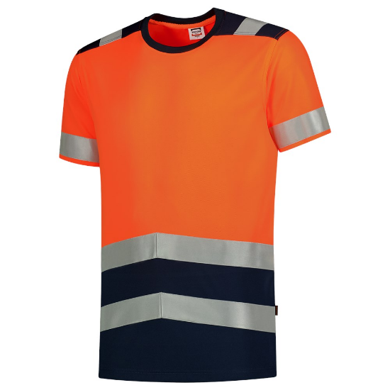 Afbeeldingen van TRICORP T-shirt High Vis bi-colour 103006 fluor oranje/inkt L