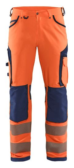 Afbeeldingen van BLÅKLÄDER Werkbroek met 4-weg stretch zonder spijkerzakken 1197 High Vis oranje/marineblauw D96