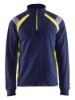 Afbeeldingen van BLÅKLÄDER Sweater met halve rits Visible 3432 marineblauw/High Vis geel S