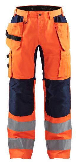 Afbeeldingen van BLÅKLÄDER Werkbroek met stretch 1552 High Vis oranje/marineblauw D128