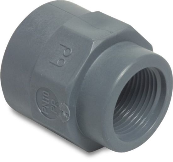 Afbeeldingen van Verloopsok PP grijs 1"X¾" binnendraad 10bar