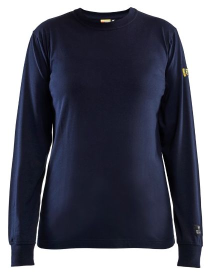 Afbeeldingen van BLÅKLÄDER T-shirt vlamvertragend dames met lange mouwen 3467 marineblauw S