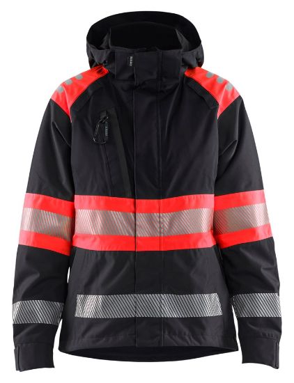 Afbeeldingen van BLÅKLÄDER Shelljack dames 4430 zwart/High Vis rood S