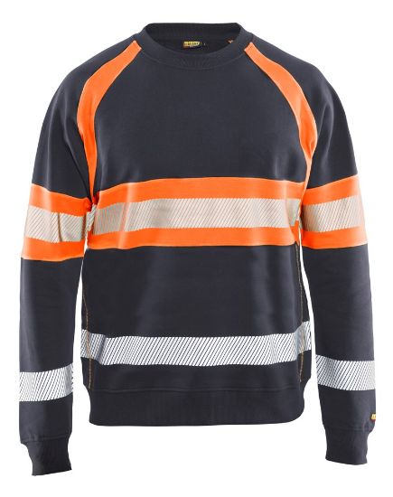 Afbeeldingen van BLÅKLÄDER Sweater 3359 medium grijs/High Vis oranje XS