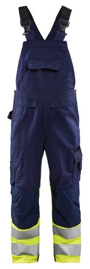 Afbeeldingen van BLÅKLÄDER Bretelbroek 2662 marineblauw/High Vis geel C56