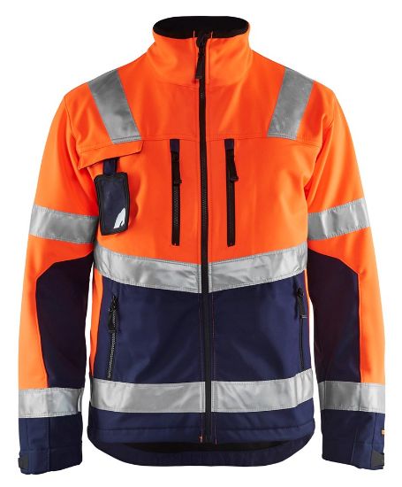Afbeeldingen van BLÅKLÄDER Softshell jack 4900 High Vis oranje/marineblauw L