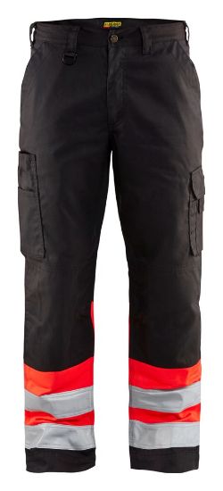 Afbeeldingen van BLÅKLÄDER Werkbroek 1564 zwart/High Vis rood D96