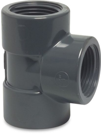 Afbeeldingen van PROFEC T-stuk 90° PVC-U grijs 1" binnendraad 10bar