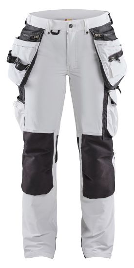 Afbeeldingen van BLÅKLÄDER Schildersbroek dames met 4-weg stretch 7179 wit/donkergrijs D24