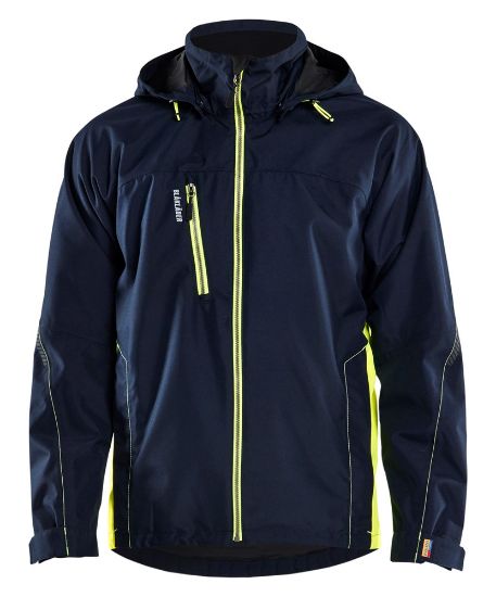 Afbeeldingen van BLÅKLÄDER Shelljack bi-colour 4790 donker marineblauw/High Vis geel 2XL