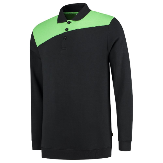 Afbeeldingen van TRICORP Polosweater bi-colour Naden 302004 zwart/limoen 2XL