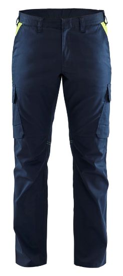 Afbeeldingen van BLÅKLÄDER Werkbroek industrie met stretch 1444 donker marineblauw/High Vis geel C64