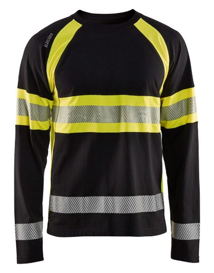 Afbeeldingen van BLÅKLÄDER T-shirt met lange mouwen 3510 zwart/High Vis geel L