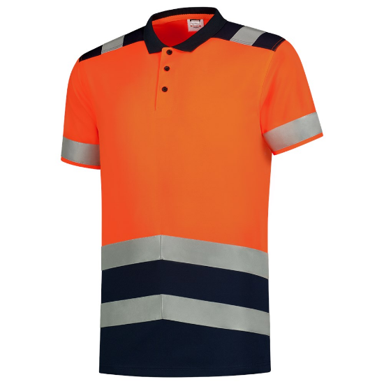 Afbeeldingen van TRICORP Poloshirt High Vis bi-colour 203007 fluor oranje/inkt S