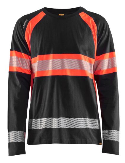 Afbeeldingen van BLÅKLÄDER T-shirt met lange mouwen 3510 zwart/High Vis rood L