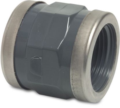 Afbeeldingen van VDL Draadsok versterkt PVC-U grijs 3" binnendraad 10bar