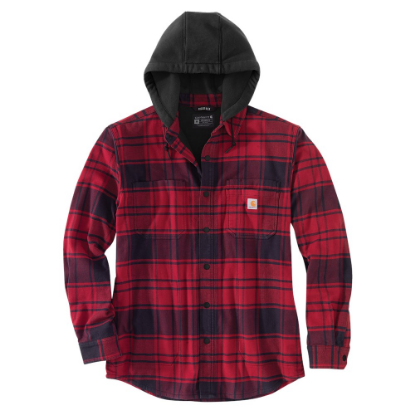 Afbeeldingen van CARHARTT Overhemd met capuchon flannel fleece gestreept 105621 oxblood 2XL
