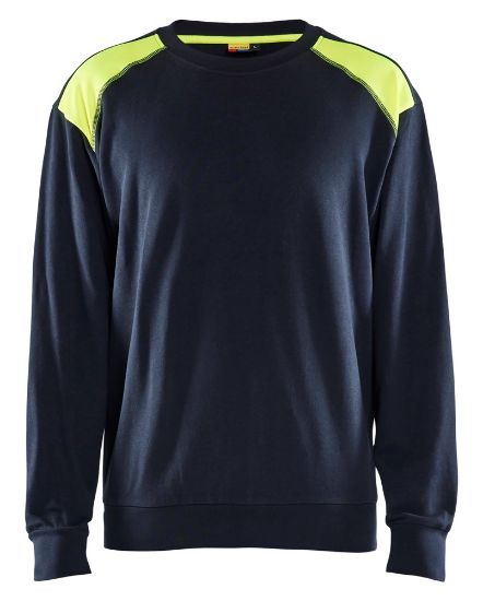 Afbeeldingen van BLÅKLÄDER Sweater bi-colour 3580 donker marineblauw/High Vis geel L