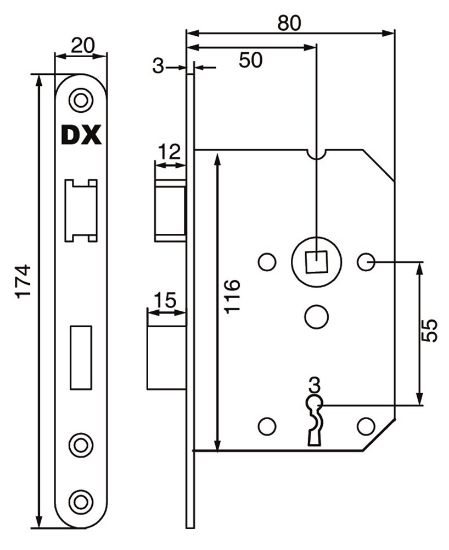 Afbeeldingen van DX Dag & nachtslot doornmaat 50MM ronde voorplaat