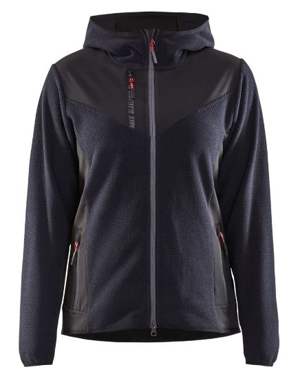 Afbeeldingen van BLÅKLÄDER Gebreid jack dames met softshell 5941 donker marineblauw/zwart L