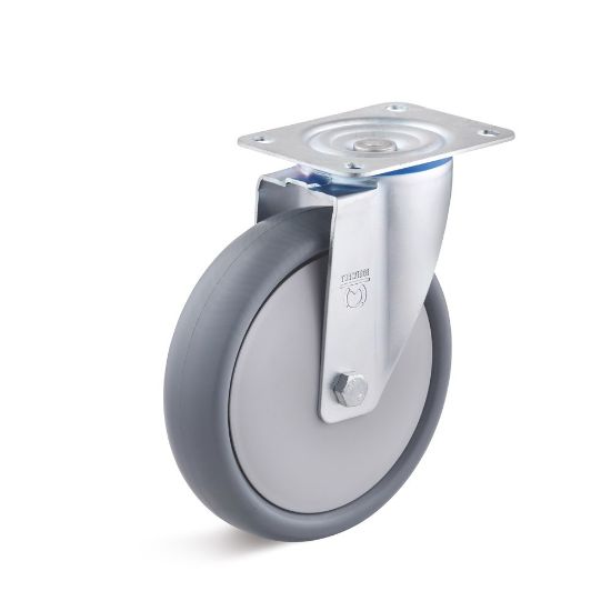 Afbeeldingen van TORWEGGE Zwenkwiel thermoplastic rubber grijs met plaat 200X47MM h=235MM 220kg