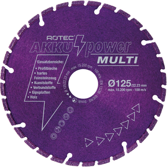 Afbeeldingen van ROTEC Diamantzaagblad Multi Accu-Power 125X1,8X22,2MM