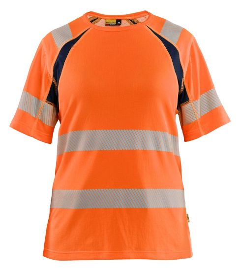 Afbeeldingen van BLÅKLÄDER T-shirt dames 3503 High Vis oranje/marineblauw S