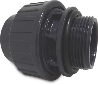 Afbeeldingen van PROFEC Koppeling met O-ring PVC-U grijs 50MMX1.½" lijmmof/buitendraad 10bar