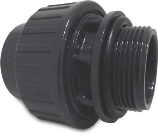 Afbeeldingen van PROFEC Koppeling met O-ring PVC-U grijs 90MMX3" lijmmof/buitendraad 10bar