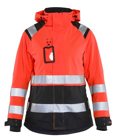 Afbeeldingen van BLÅKLÄDER Shelljack dames 4904 High Vis rood zwart 2XL
