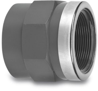 Afbeeldingen van VDL Draadsok versterkt PVC-U grijs 32MMX1" lijmmof/binnendraad 16bar