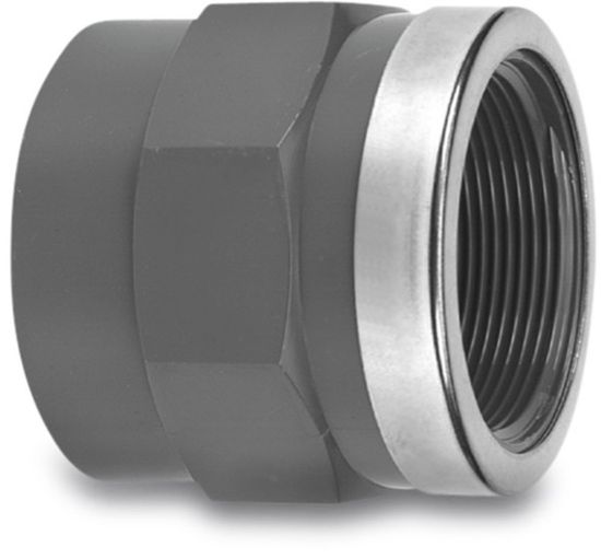 Afbeeldingen van VDL Draadsok versterkt PVC-U grijs 63MMX1.¼" lijmmof/binnendraad 16bar