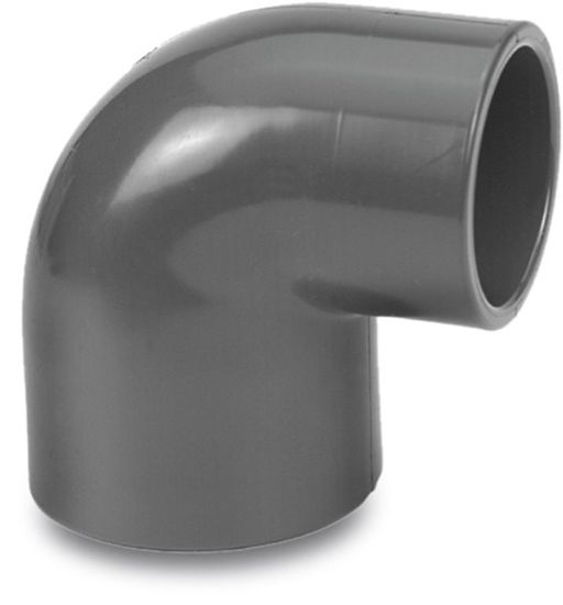 Afbeeldingen van VDL Knie 90° verlopend PVC-U grijs 50X40MM lijmmof 10bar