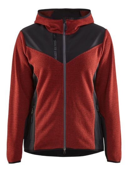 Afbeeldingen van BLÅKLÄDER Gebreid jack dames met softshell 5941 gebrand rood/zwart L