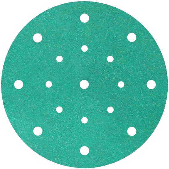 Afbeeldingen van Schuurschijf FP77K met actieve bekleding en klittenband 150MM K400 stansvorm GLS51