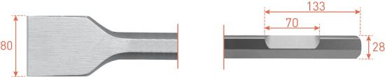 Afbeeldingen van ROTEC Spadebeitel zeskant 28 met uitsparing 80X400MM