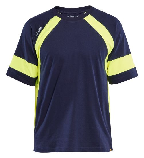 Afbeeldingen van BLÅKLÄDER T-shirt Visible 3523 marineblauw/High Vis geel XS