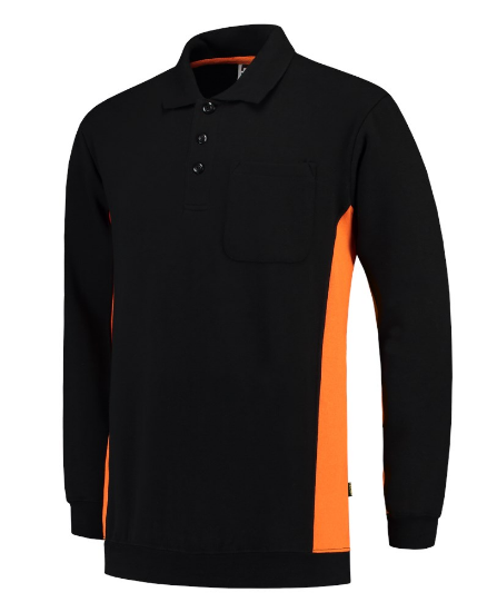 Afbeeldingen van TRICORP Polosweater bi-colour met borstzak 302001 zwart/oranje L