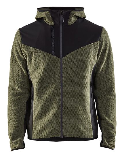 Afbeeldingen van BLÅKLÄDER Gebreid jack met softshell 5940 herfstgroen/zwart S