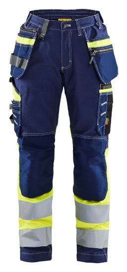 Afbeeldingen van BLÅKLÄDER Werkbroek met stretch dames 7196 marineblauw/High Vis geel D22