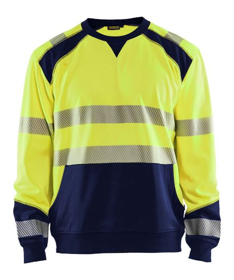 Afbeeldingen van BLÅKLÄDER Sweater 3541 High Vis geel/marineblauw XL