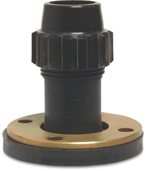 Afbeeldingen van JASON Aansluitstuk PP zwart/blauw DN50X2"X63MM DIN flens/knel 16bar DVGW/KIWA/WRAS/SVGW