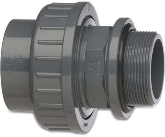 Afbeeldingen van VDL Koppeling PVC-U grijs 25MMX¾" lijmmof/buitendraad 10bar