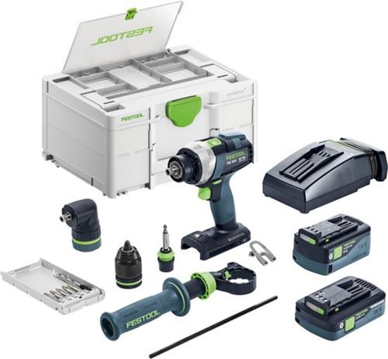 Afbeeldingen van FESTOOL Accu schroefboormachine TDC 18/4 5,0/4,0 I-Set QUADRIVE 18V 4.0/5.0Ah inclusief accessoires, accupack 4,0Ah en snellader