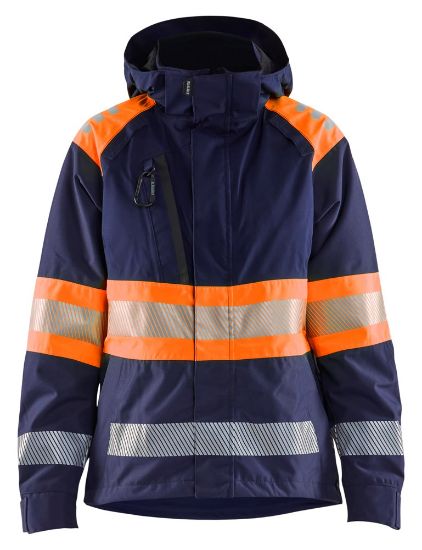 Afbeeldingen van BLÅKLÄDER Shelljack dames 4430 marineblauw/High Vis oranje 2XL