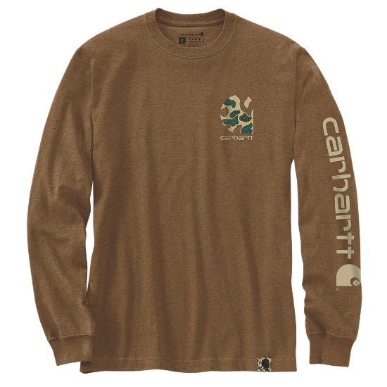 Afbeeldingen van CARHARTT T-shirt lange mouwen Camo logo L/S 105485 olied walnut heather 2XL